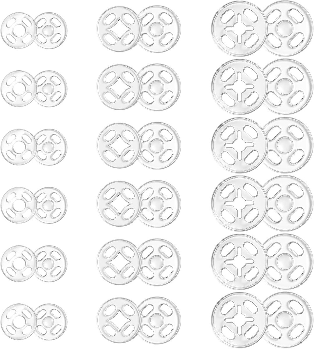 36 Pairs of Press Studs, Transparent Plastic Snap Studs for Sewing, Round, Invisible Snap Buttons for Clothing, DIY - ShopVlot
