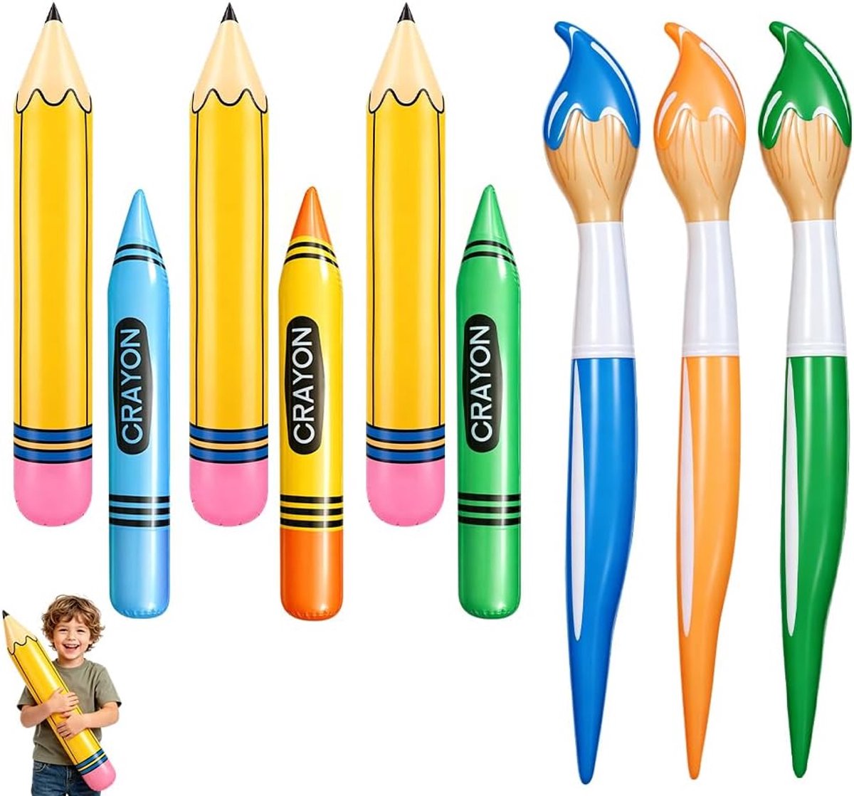 9 stuks opblaasbare potlood, ballon, decoratie voor de eerste schooldag, opblaasbare potlooddecoraties - ShopVlot