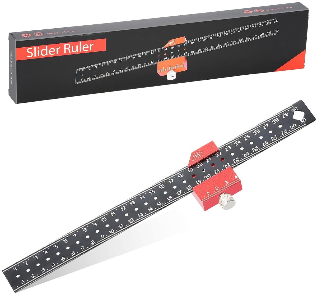 Painting size, marking ruler, 300 mm combination rectangular woodworking angle for marking 45° and 90 degrees - ShopVlot