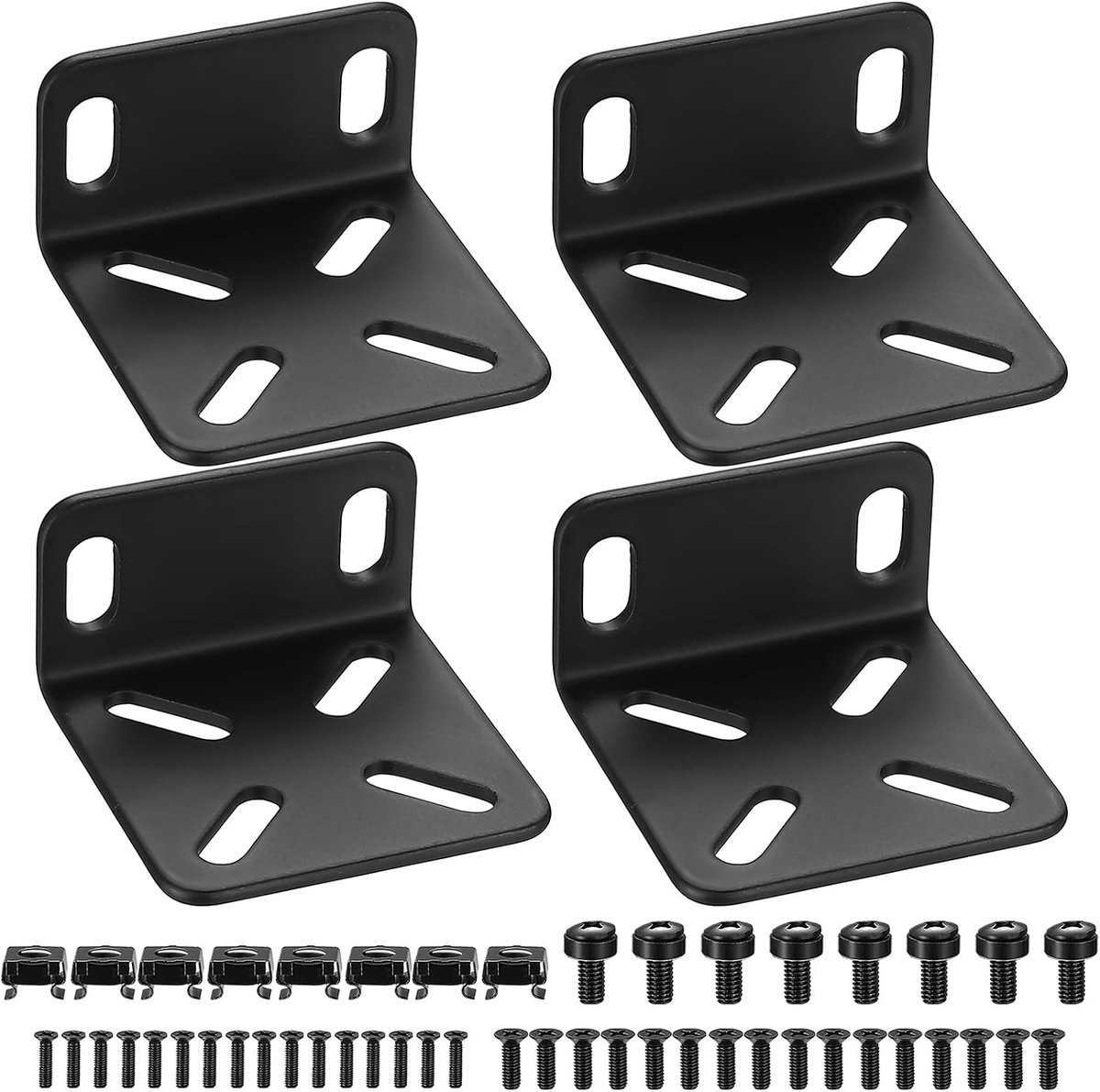 Rack Mount Kit, Adjustable 19" Rack Holder, Black, Carbon Steel, for Netgear, Cisco, D-Link, TRENDnet, HP, 17.3-19" - ShopVlot