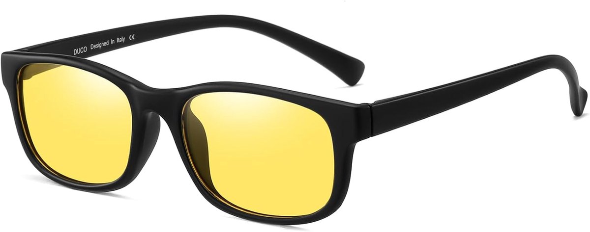 DUCO Square Night Vision Riding Glasses Polarized Anti-Glare Glasses for Men and Women Yellow Tinted Sunglasses for - ShopVlot