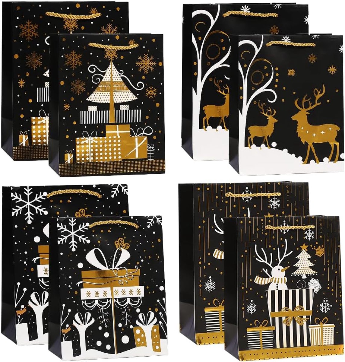 Geschenkzakjes voor Kerstmis, kerstzakjes, cadeauzakjes met handvat, herbruikbare kerstcadeauzakjes met handgrepen, 2 - ShopVlot