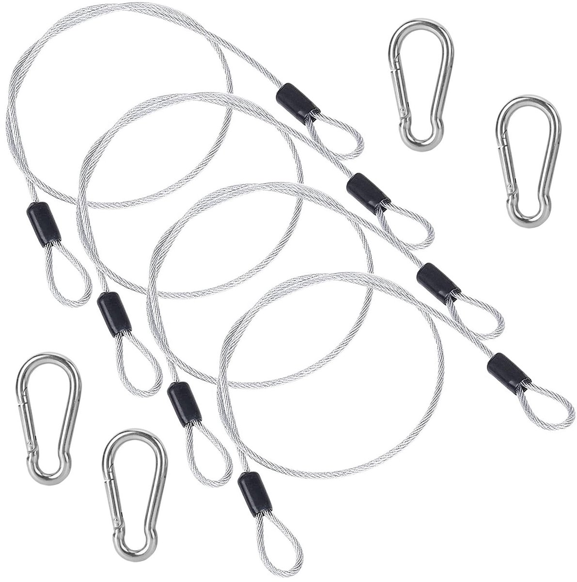 Solidchoice - Set van 4 Stalen Beveiligingskabels met Oogjes