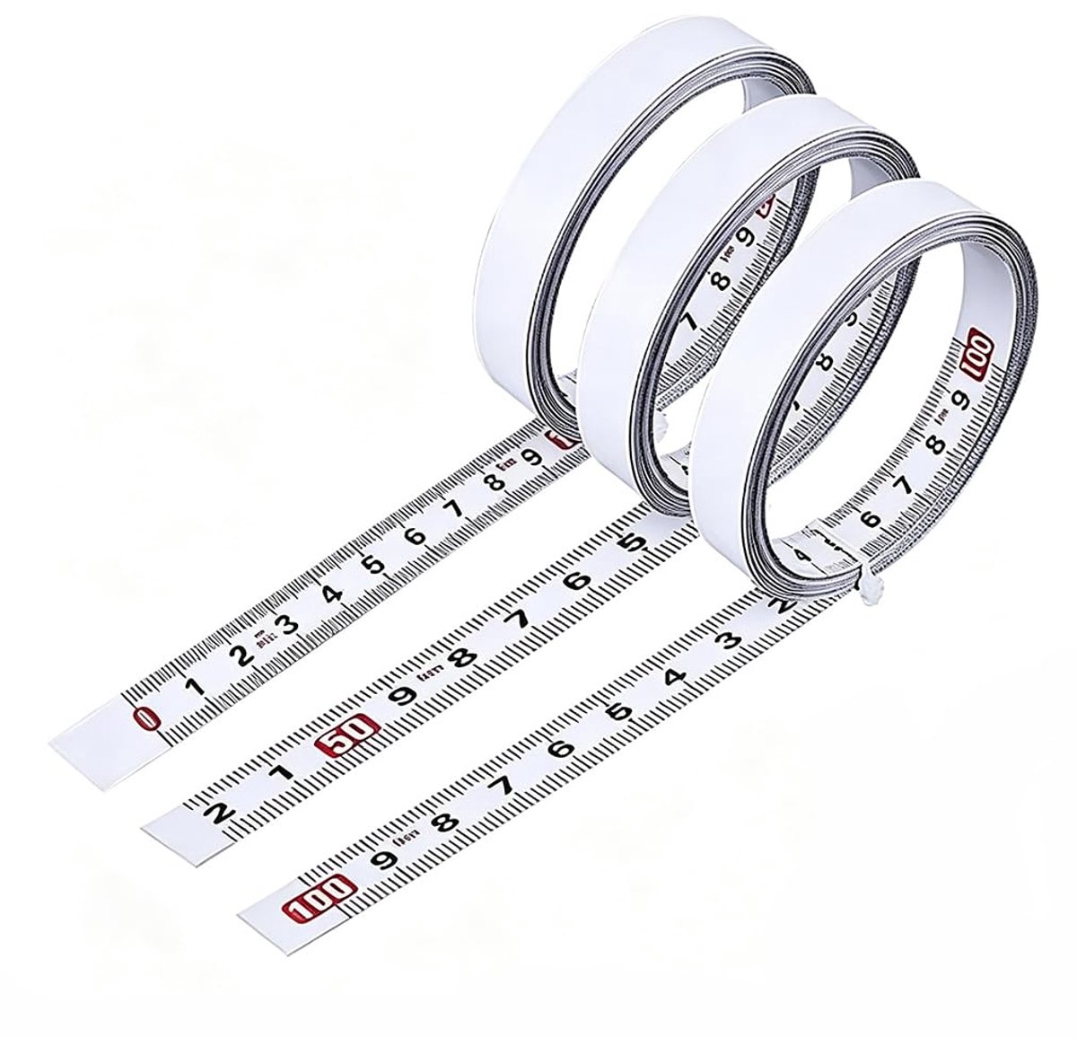 Zelfklevend meetlint 3 stuks - metrisch 1m/2m - koolstofstaal - ideaal voor werkbanken - ShopVlot