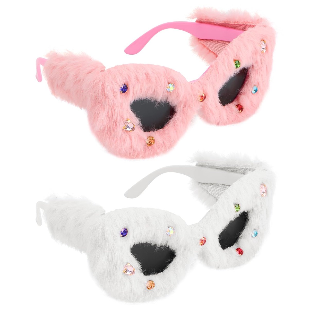 Solidchoice - Set van 2 Fluffy Roze Zonnebrillen voor Feestjes en Verkleedpartijen