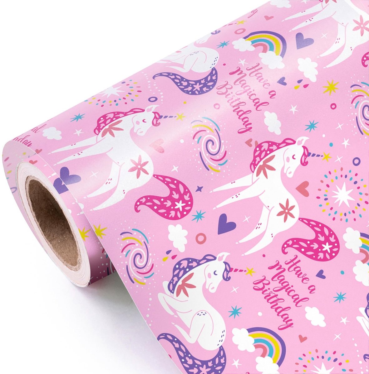 Solidchoice - Roze Eenhoorn Inpakpapier Mini Rol 43,2 cm x 5 m