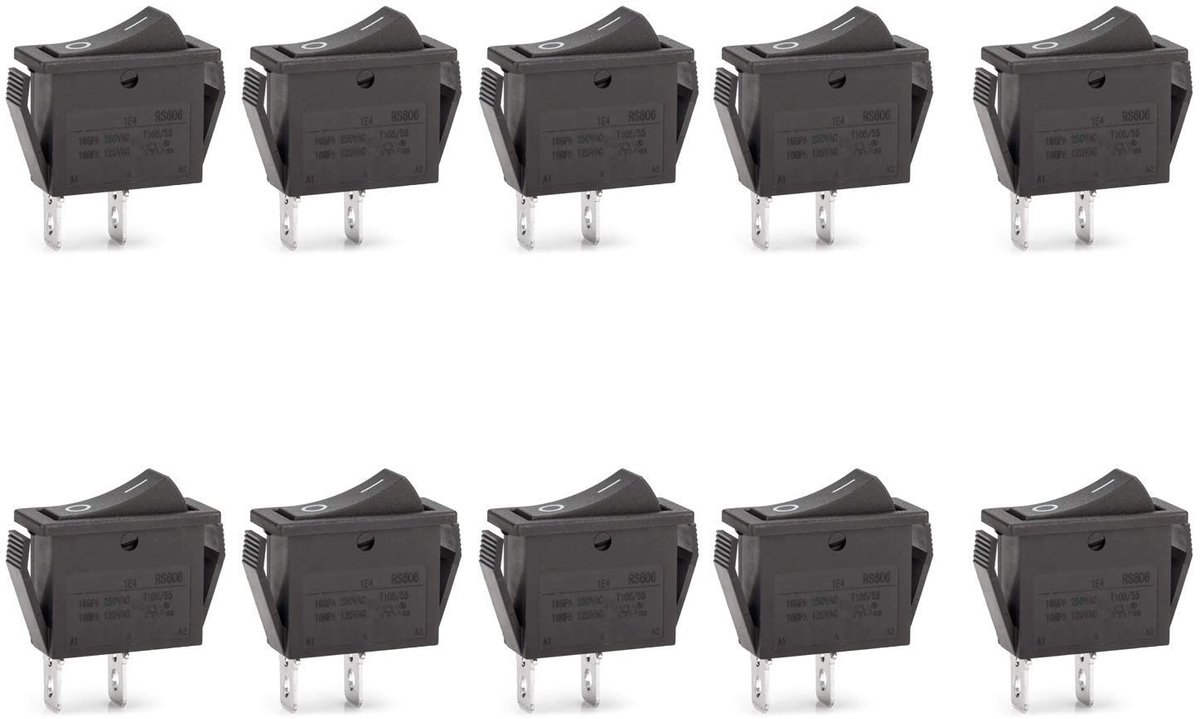 Solidchoice - 10 Stuks Boot Rocker Switch 2 Pin SPST ON/OFF