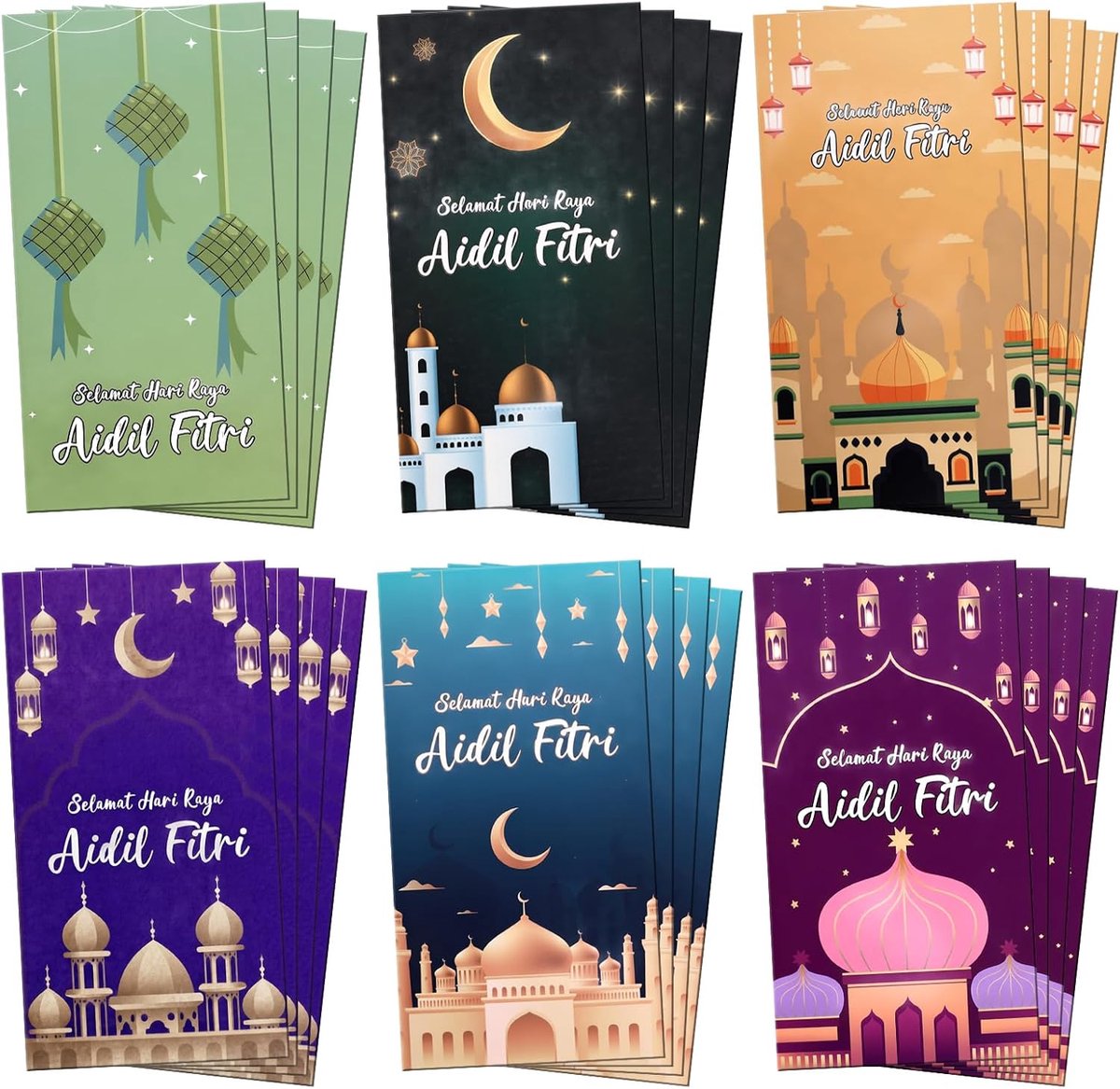 Eid Mubarak geld enveloppen - 24 stuks - stijl 2 - voor cadeaus en geldgeschenken - ShopVlot