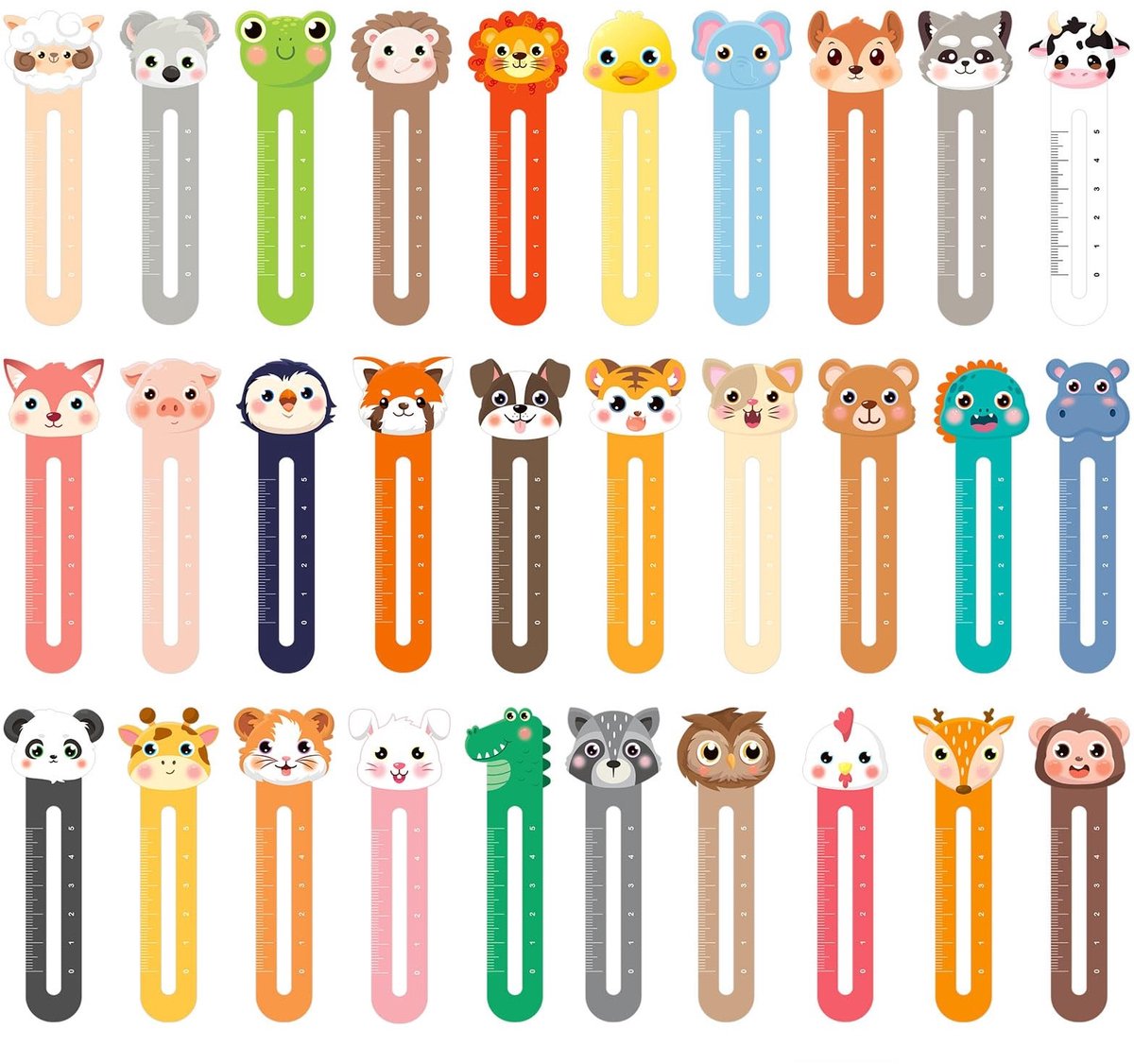 Solidchoice - Set van 30 Schattige Dieren Boekenleggers voor Kinderen