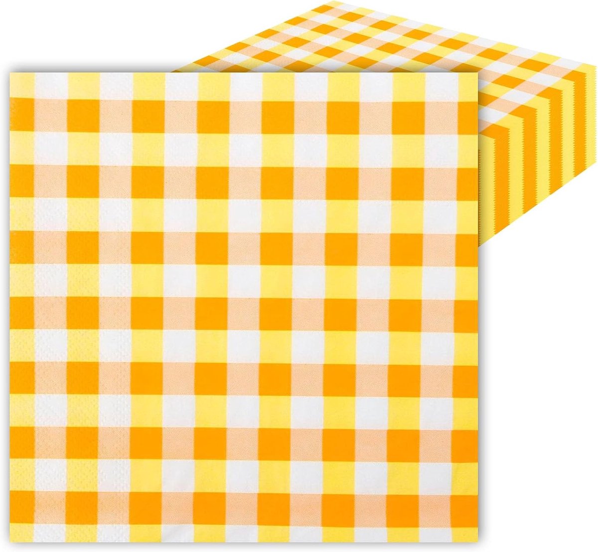 Papieren servetten 40 stuks - Vichy geel/wit - Hoogwaardige kwaliteit - Perfect voor feesten - ShopVlot