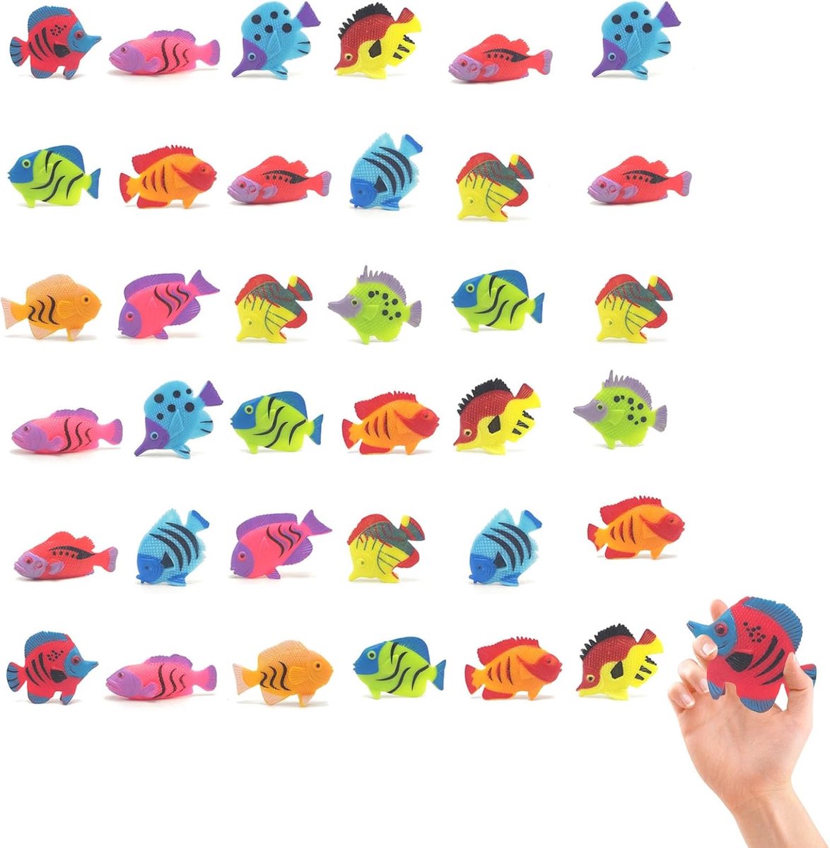 Aquarium vis kunstmatig drijvend vis PVC model set - 36 stuks - 12 soorten - 6 kleurencombinaties - ShopVlot