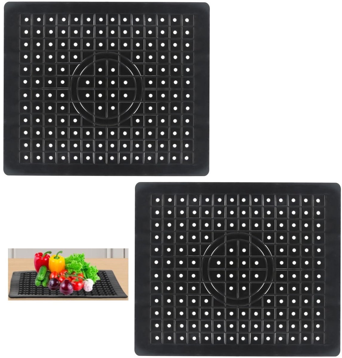 Solidchoice - Set van 2 Rubberen Gootsteenmatten voor Bescherming en Draining