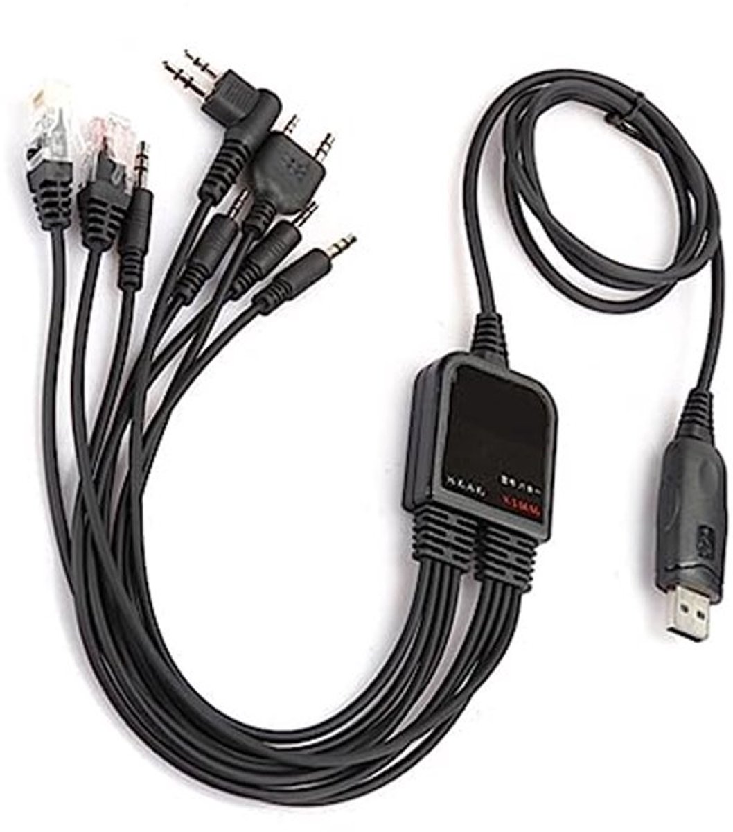 Programmeerkabel USB-programmeerkabel 8 in 1 Programmeerkabel Radioprogrammeerkabel, zwart