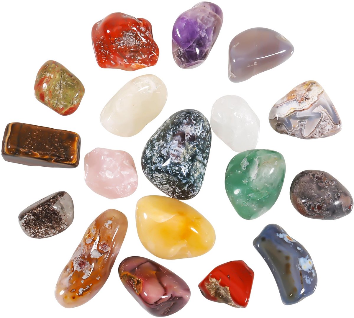 Solidchoice - Set van 18 Natuurlijke Geneeskrachtige Kristallen voor Meditatie en Stressverlichting
