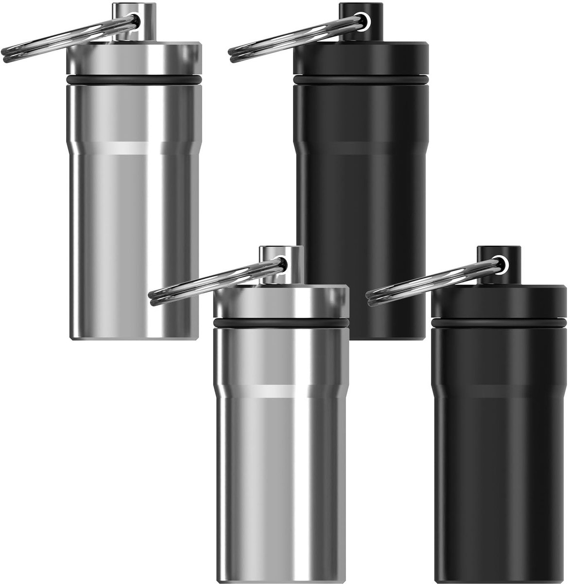 Solidchoice - 4 Stuks Aluminium Oordopjes Case met Sleutelhanger