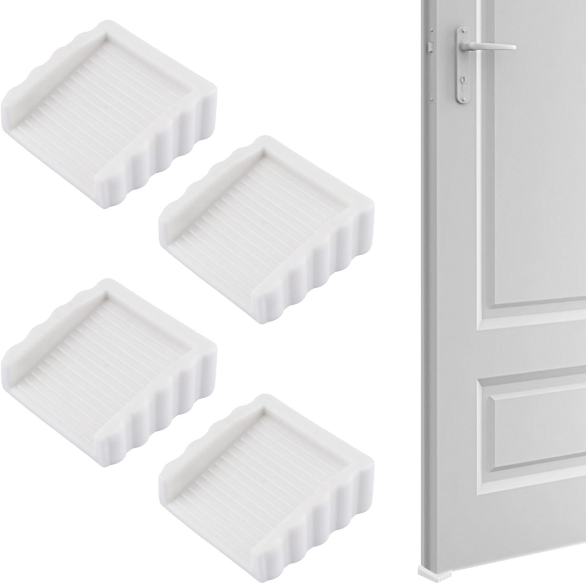 Solidchoice - Set van 4 Witte Hoekdeurstoppers voor Deurbeveiliging