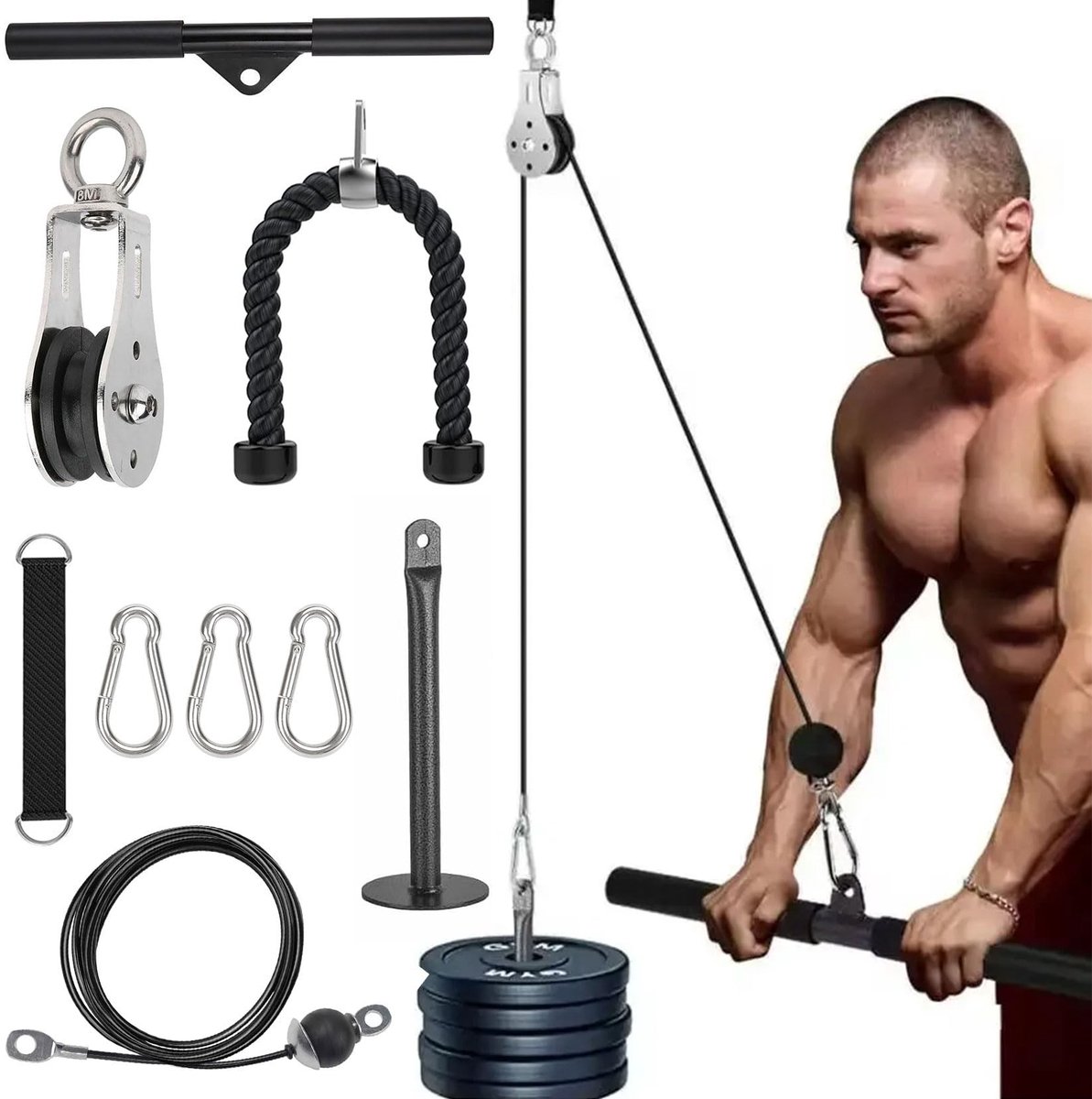 Solidchoice - Lat Pulley Fitness Systeem voor Thuis Gym met Tricep Touw