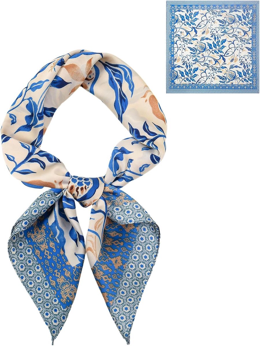 Halsdoek Dames 70 cm x 70 cm - Zijdendoek - Bloemenprint - Elegant Accessoire - ShopVlot
