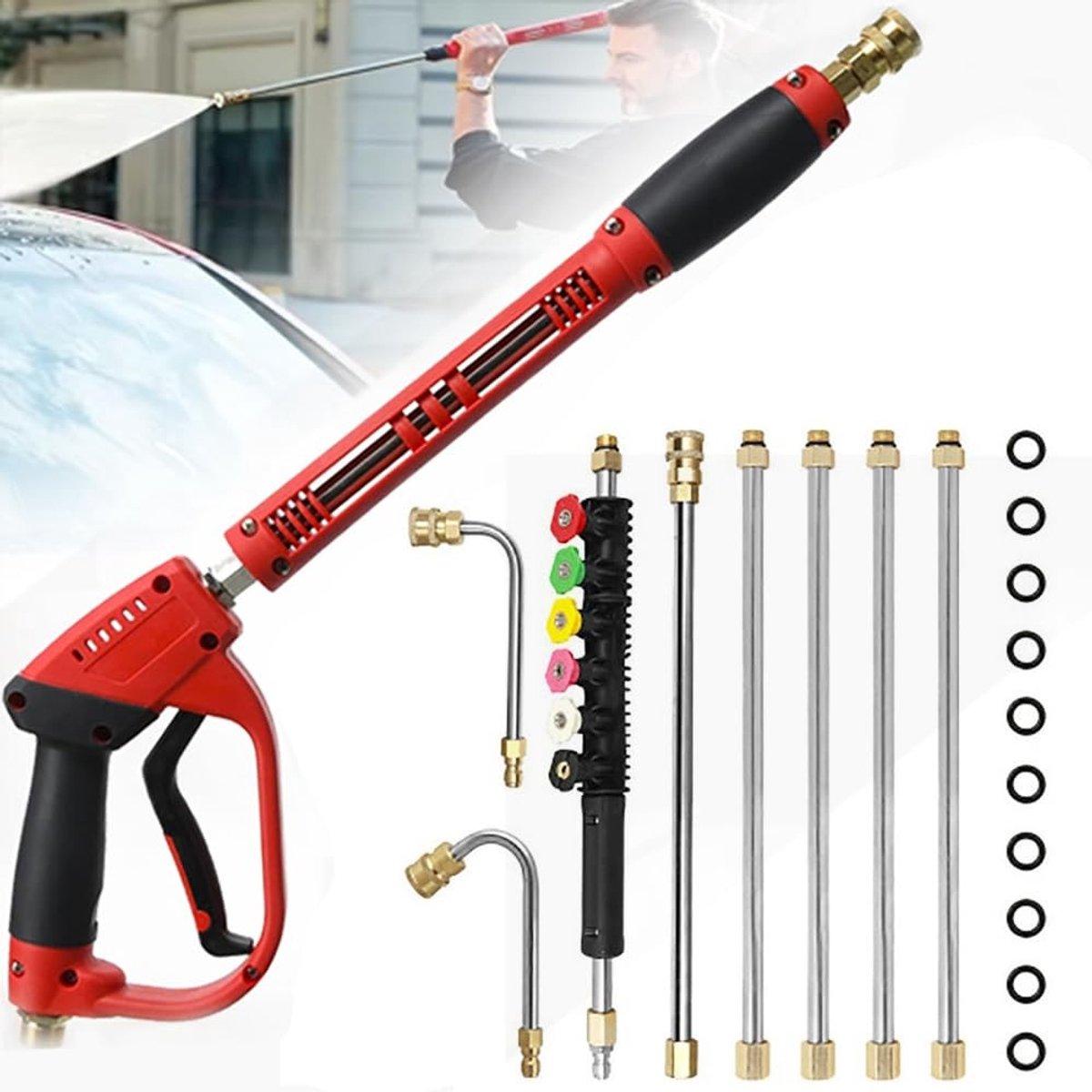 Solidchoice - Hogedrukreiniger Pistool met 5 Mondstukken en 9 Verlengstukken