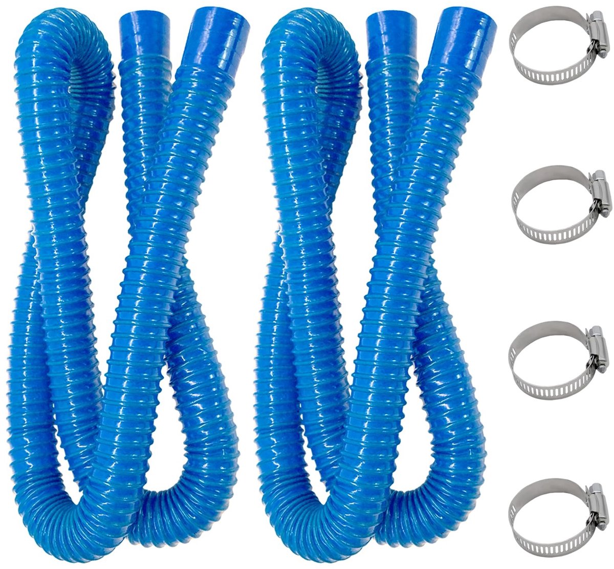 Solidchoice - Set van 2 Blauw 32mm Zwembadslangen met Klemmen