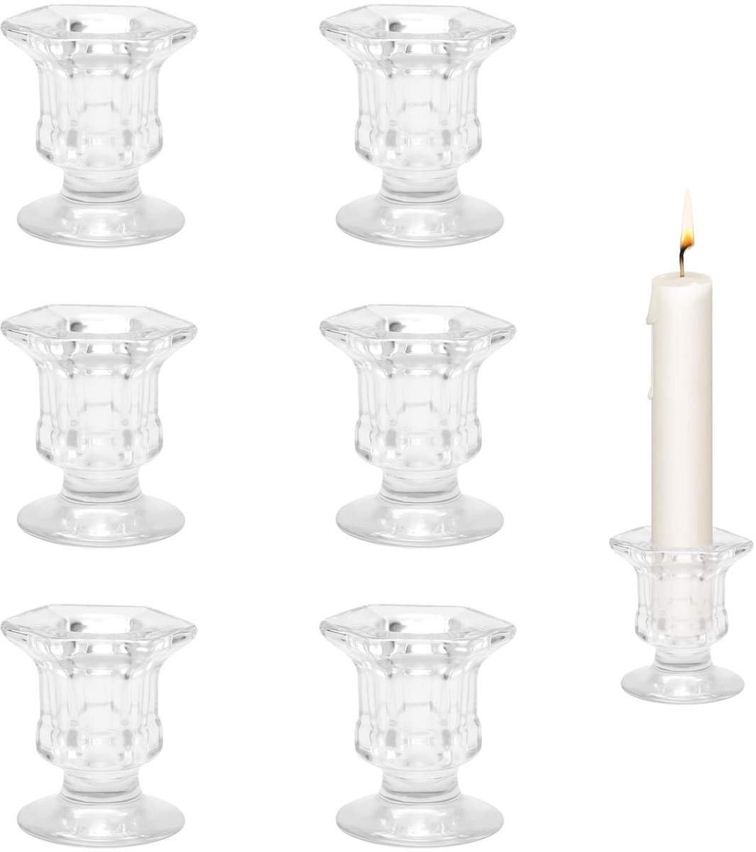 Solidchoice - Set van 6 Transparante Kaarsenhouders voor Tafeldecoratie