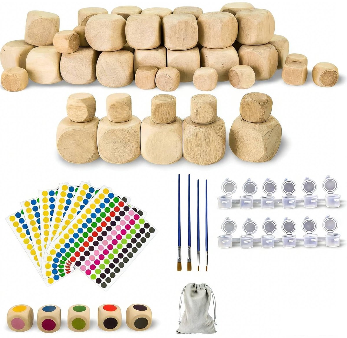 Solidchoice - Set van 50 Lege Houten Dobbelstenen voor Creatieve Projecten