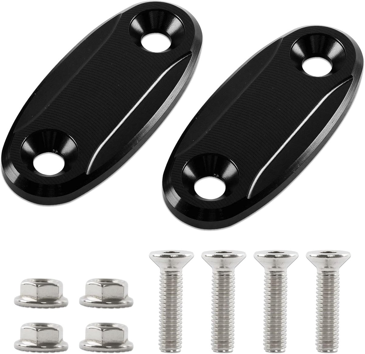 SnelShoppen - Motorfiets Achteruitkijkspiegel Basis Decoratieve Cover voor Kawasaki ZX6R 2005-2008 en ZX10R 2004-2007, Zwart Aluminium Vervangingskap