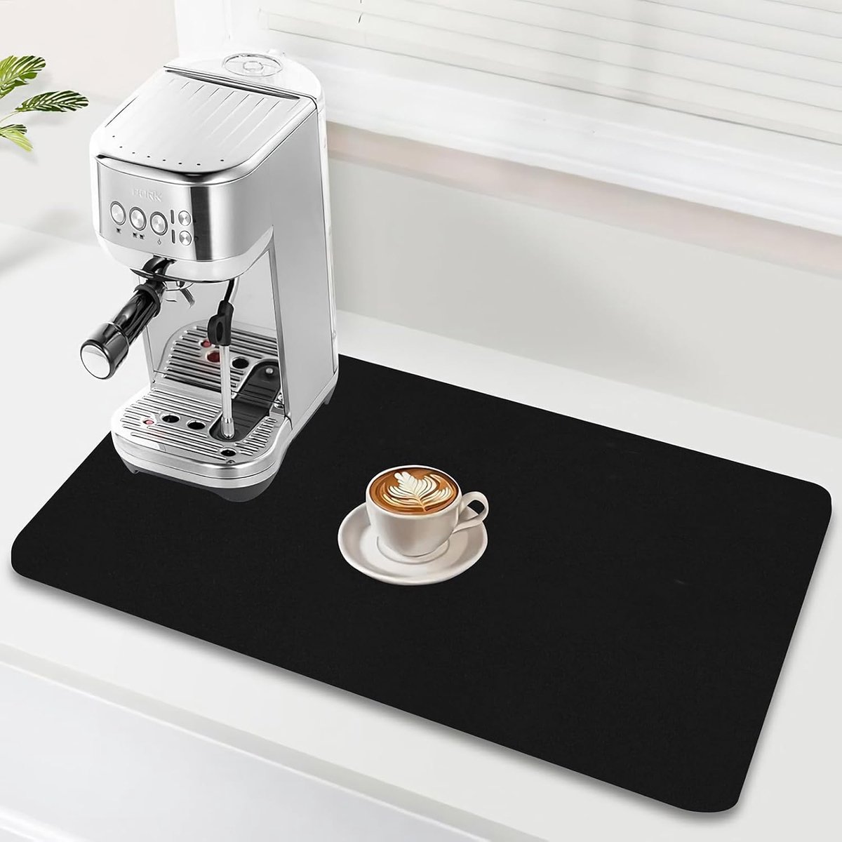 Koffiemachinemat 40 x 50 cm - absorberende PU-mat - antislip rubberen bodem - beschermt werkblad - ShopVlot