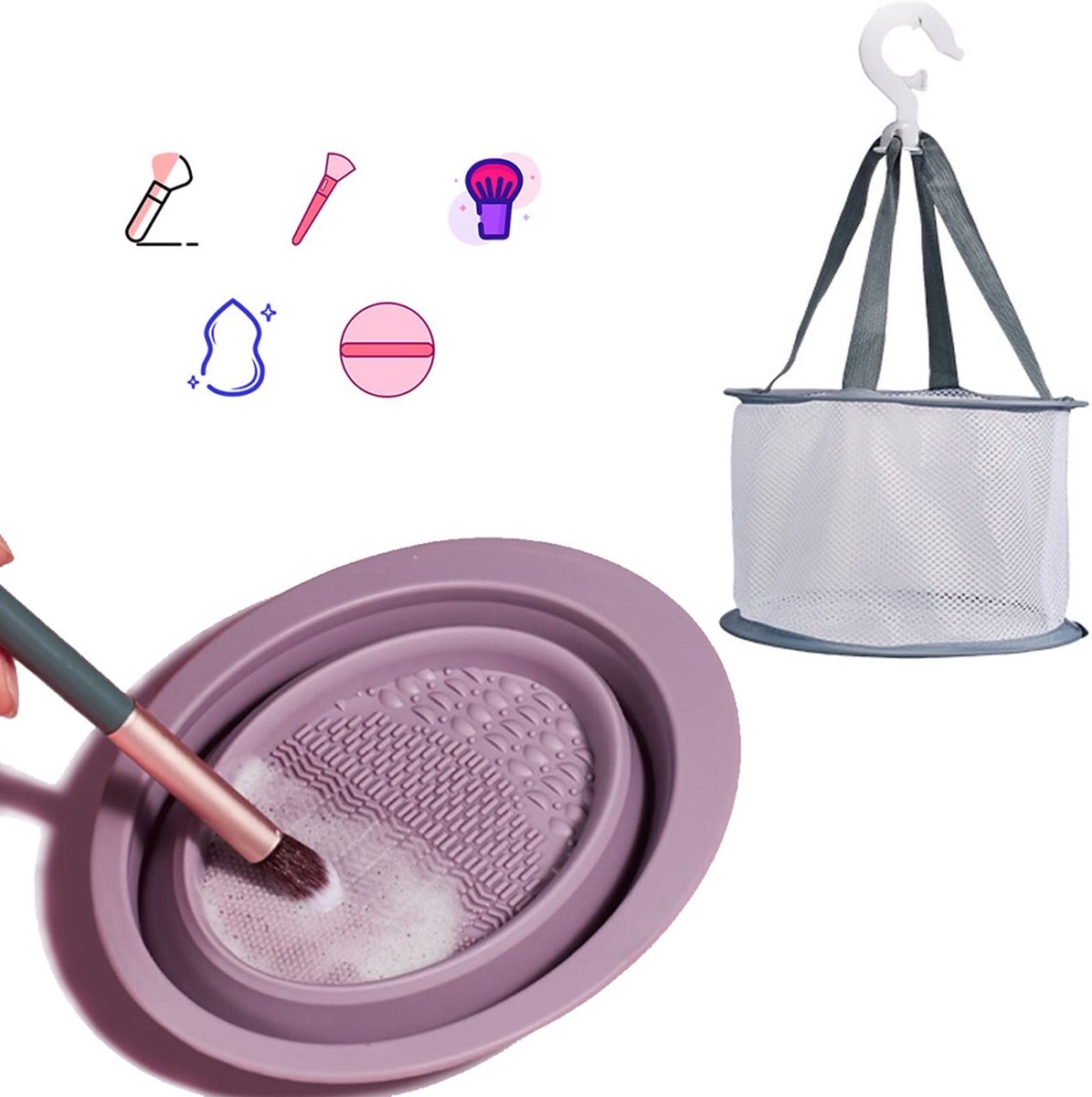 Solidchoice - Make-up Borstel Reinigingsset met Silicone Mat en Droogrek