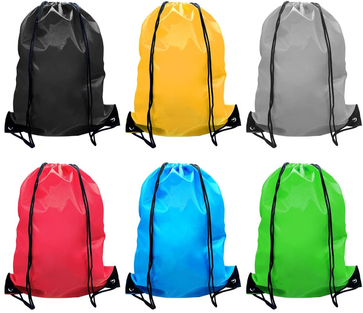 Solidchoice - Set van 6 Kleurrijke Trekzakken voor Sport en Reis