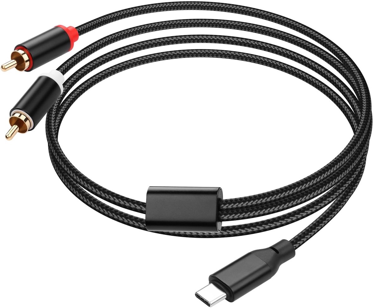 Solidchoice - USB C naar 2 RCA Audio Kabel voor Auto en Laptop