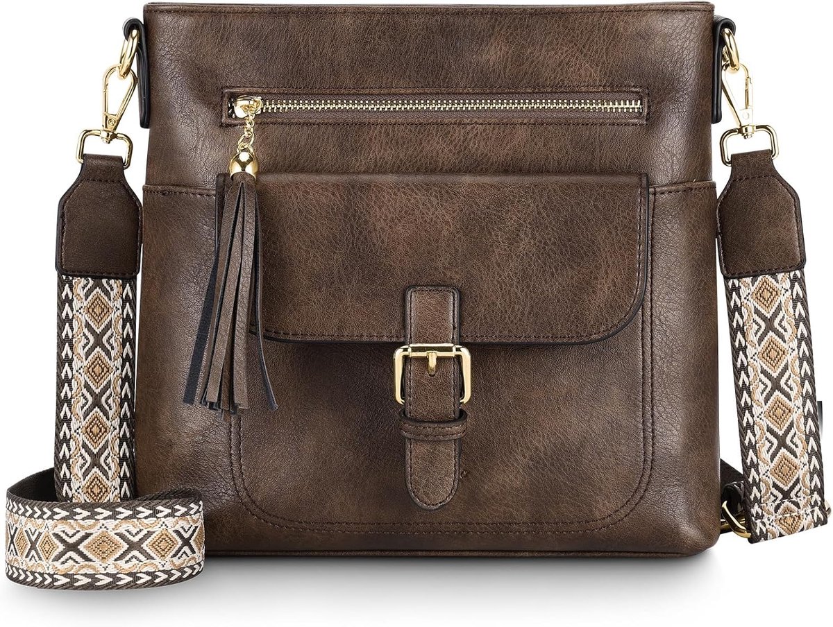 Schoudertas dames middelgroot - vintage PU-leer - verstelbare schouderriem - ideale crossbody tas - ShopVlot