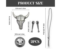 Heren leren stropdassen set van 2 - met cow skull en Texas Ranger ster - vintage stijl - perfect voor rodeo evenementen - ShopVlot