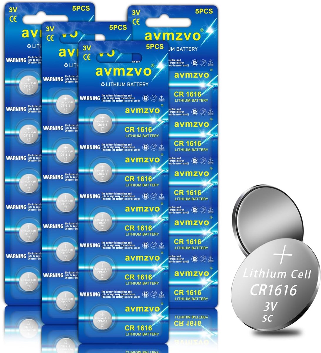 CR1616 Batteries Button Cells, DL1616 ECR1616 Lithium Coin 3V, 20 pieces, Childproof Packaging【5 Year Warranty】 - ShopVlot