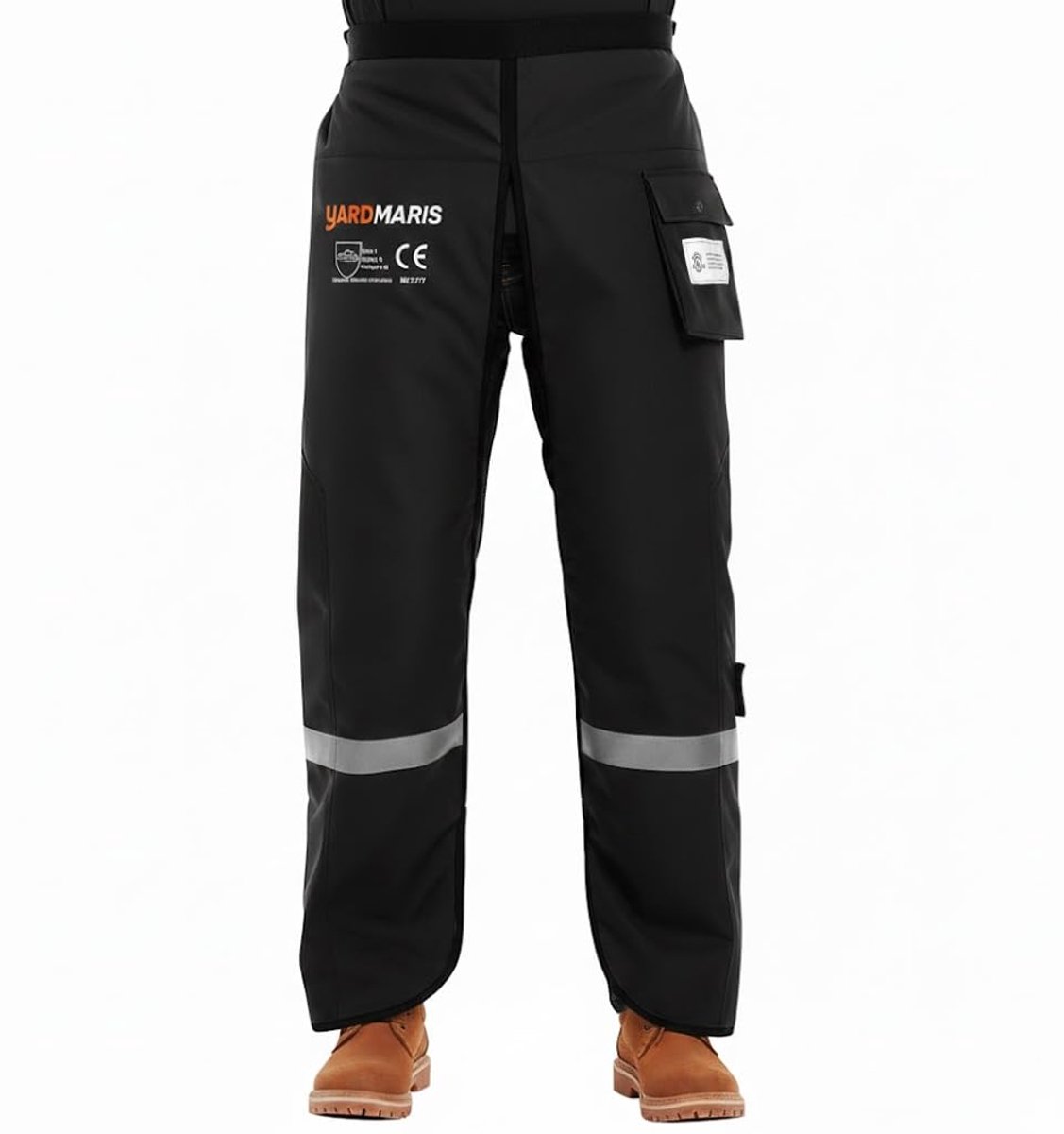 Saw protection trousers for chainsaw with adjustable strap and 3M reflector stripes, UL certified, black - ShopVlot