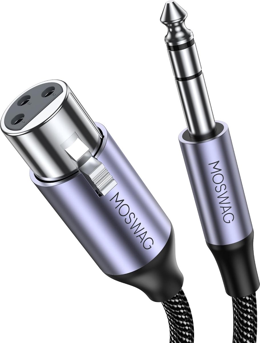 MOSWAG 6.35mm Male to XLR Female Cable, (Professional/HiFi), Braided, High Performance, for Speaker, Microphone - ShopVlot
