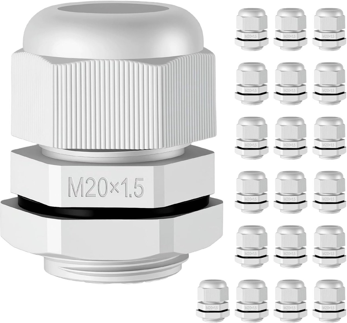 EYPINS 20 x Cable Screw Connection M20 with Seals, Cable Entry, Waterproof IP68 for Outdoor, Garden, Control Cabinet - ShopVlot