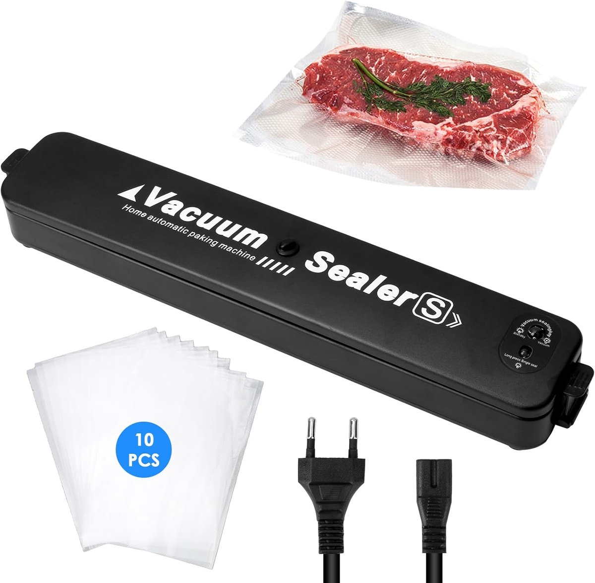 Vacuum Machine with 10 Bags, Compact and Fast Food Vacuum Machine, Sealing Length 30 cm, Keeps Food Fresh Up to 6 - ShopVlot