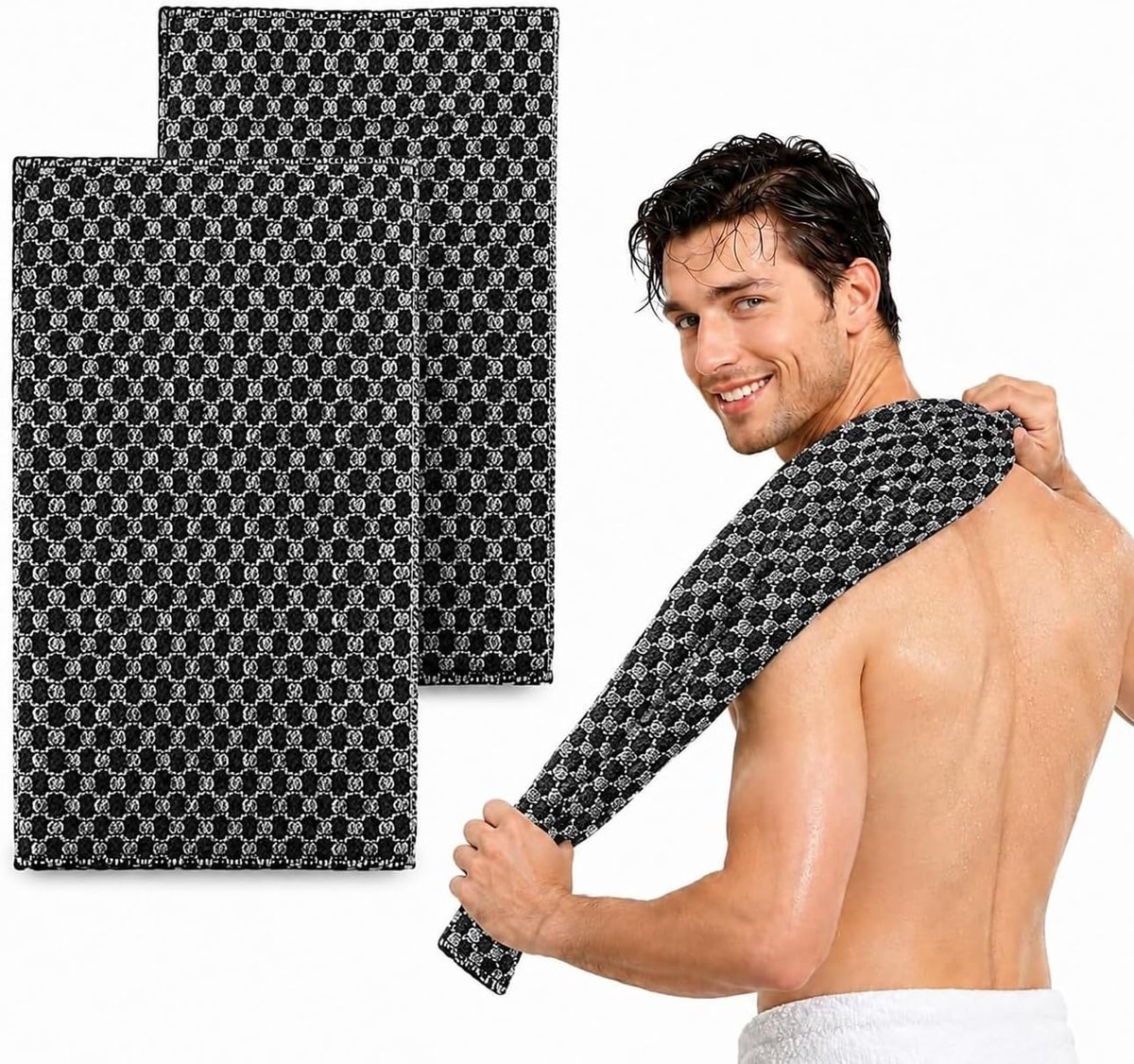 2 stuks Japanse peelinghanddoek, exfoliërende antibacteriële douchehanddoek, exfoliërende washandjes voor diepe - ShopVlot