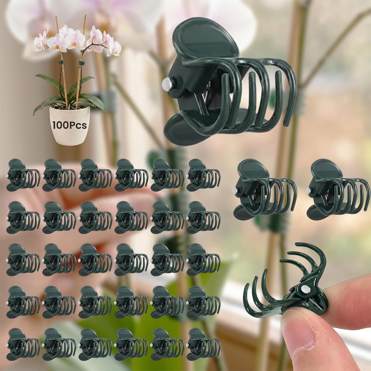 Orchid Clips, 100 Pieces, Orchid Stand, Plant Clips, Plastic Plant Clips, Garden Plant Clips, Mini Orchid Clips - ShopVlot