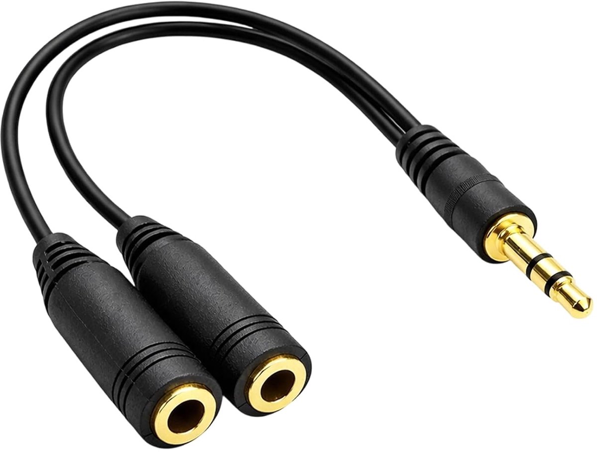 Jack kabel 6.3, jack plug adapter 1 mannelijk naar 2 vrouwelijk, adapter jack 6 3 naar 3 5, 0,2 m stereo audiokabel - ShopVlot