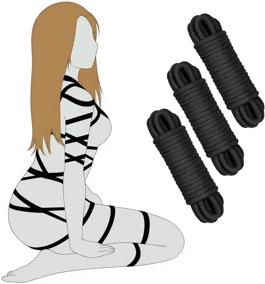 3-delige BDSM bondage touw fixatieset voor beginners, pols- en enkelboeien, seksaccessoire voor vrouwen en mannen - ShopVlot