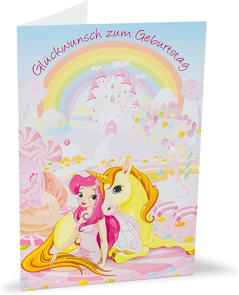KE - Birthday card for girls, unicorn motif, DIN B6 176 x 125 mm, incl. envelope - ShopVlot
