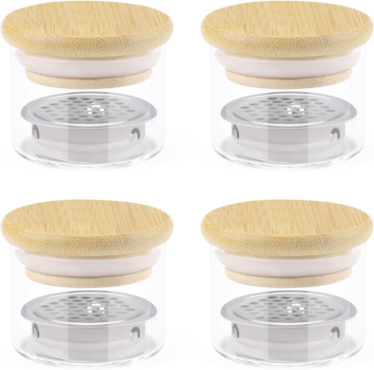 4 Pack Acrylic Nail Brush Cleaner Fapping Dish with Lid, Mesh Layered Nail Art Brush Monomer Liquid Washing Cup Glass - ShopVlot