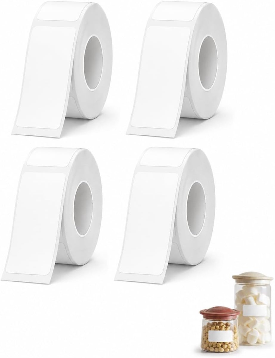 4 rollen thermische etiketten, 40 x 30 mm, compatibel met etiketten D11S_C082 / HP2S / P31S / Q30 / D30 / P15 / D11 / - ShopVlot