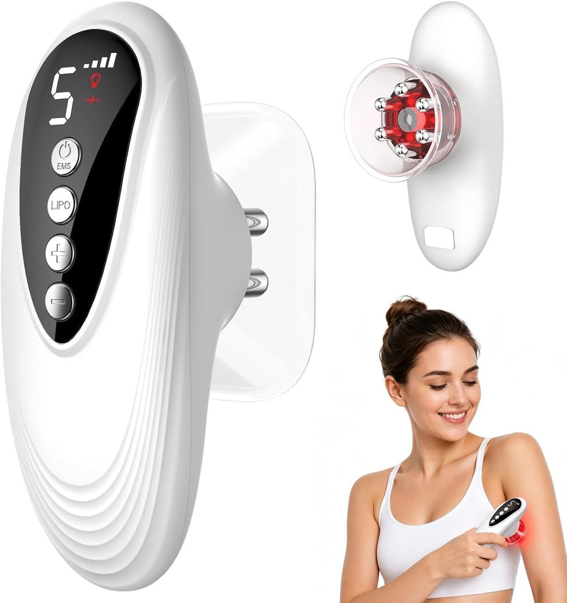 Cellulite massageapparaat 3-in-1 cellulite massager en lymfedrainageapparaat met roodlichtfunctie, modellering en - ShopVlot