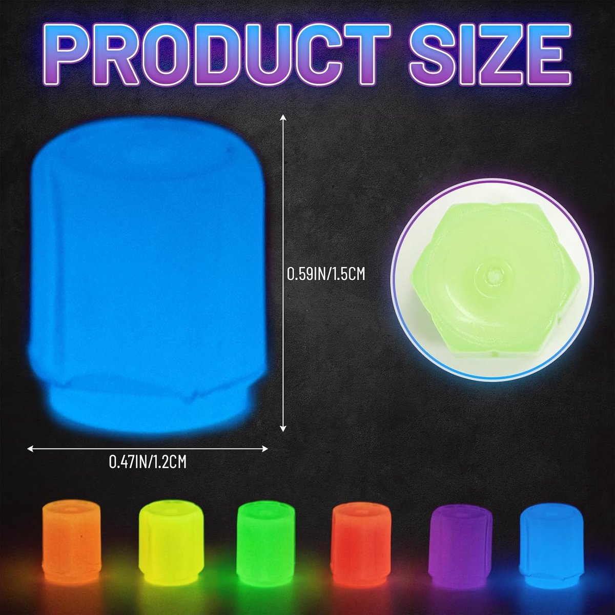 Pack of 24 Car Luminous Valve Caps 6 Colours Universal Fluorescent Valve Caps Car Illuminated Valve Caps Suitable for - ShopVlot