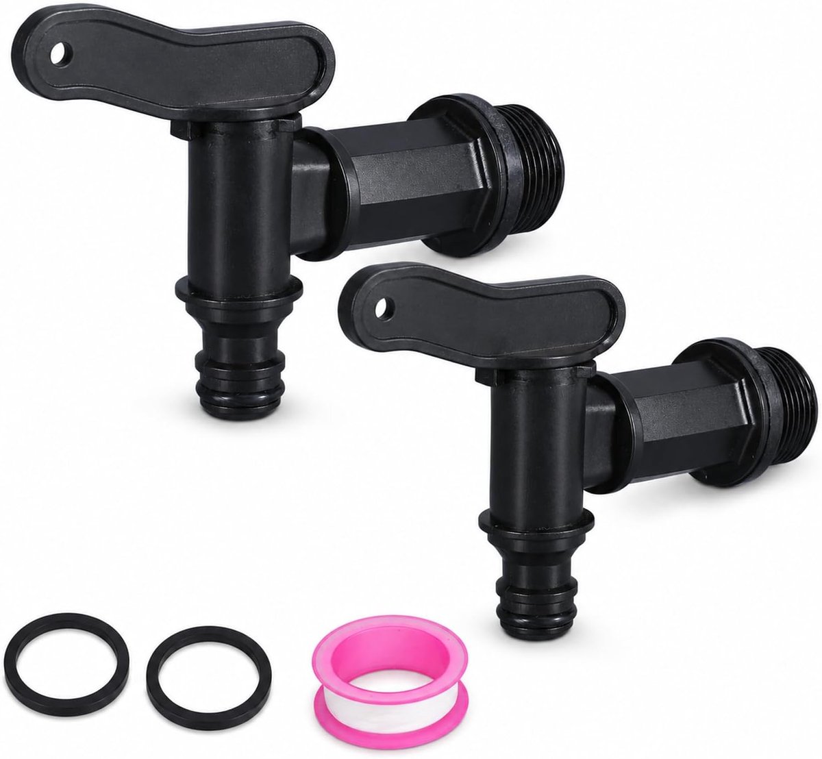 Afvoerkraan regenton - 2 stuks 3/4 inch met afdichting - 2 uitloopkranen voor regenton 3/4 inch incl. afdichting & - ShopVlot