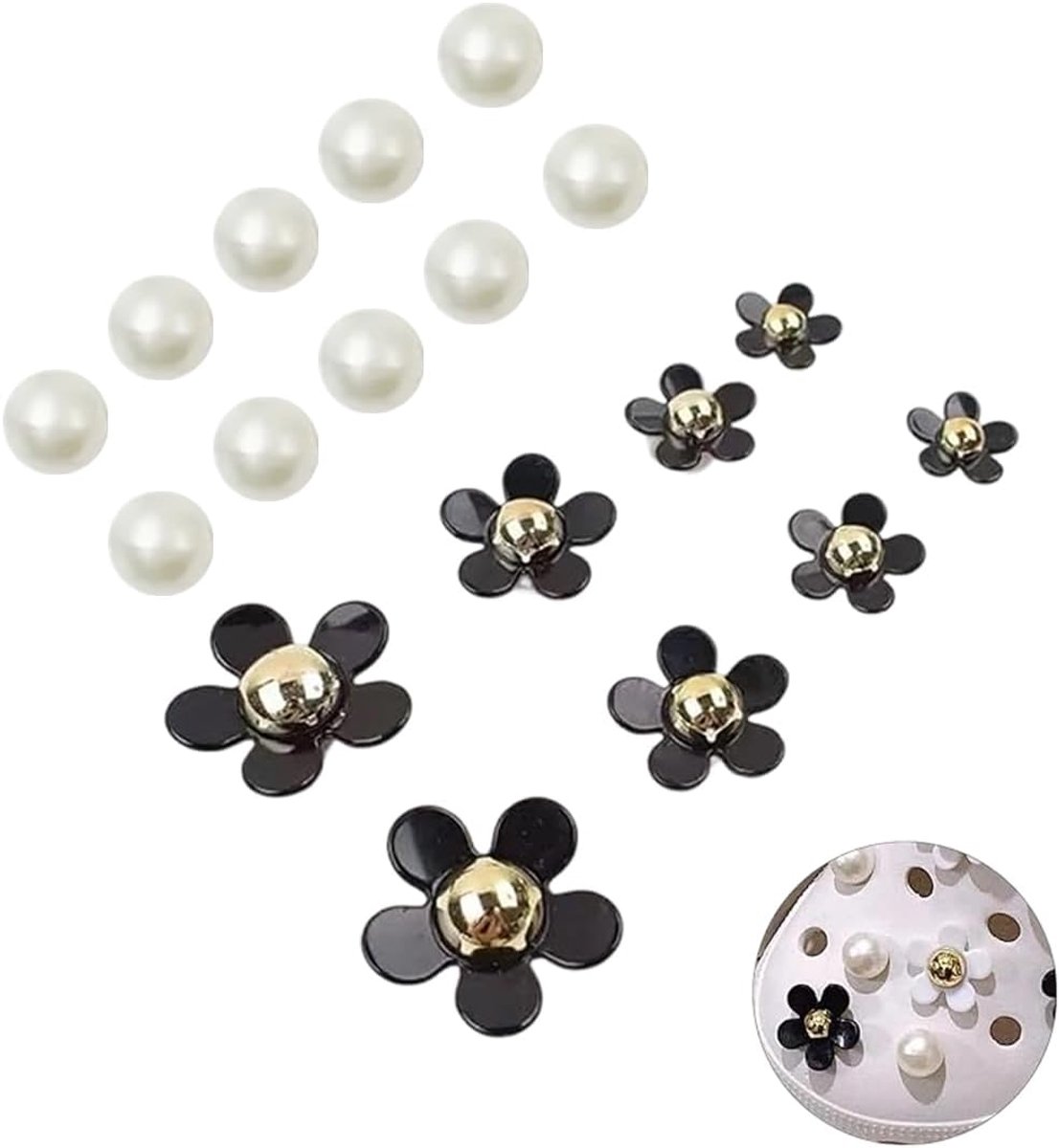 18 Pieces Shoe Charms Shoe Studs PVC Shoe Charms Kids Shoe Charms Pearl Shoe Pendants Diamond Shoe Jewelry for Girls - ShopVlot