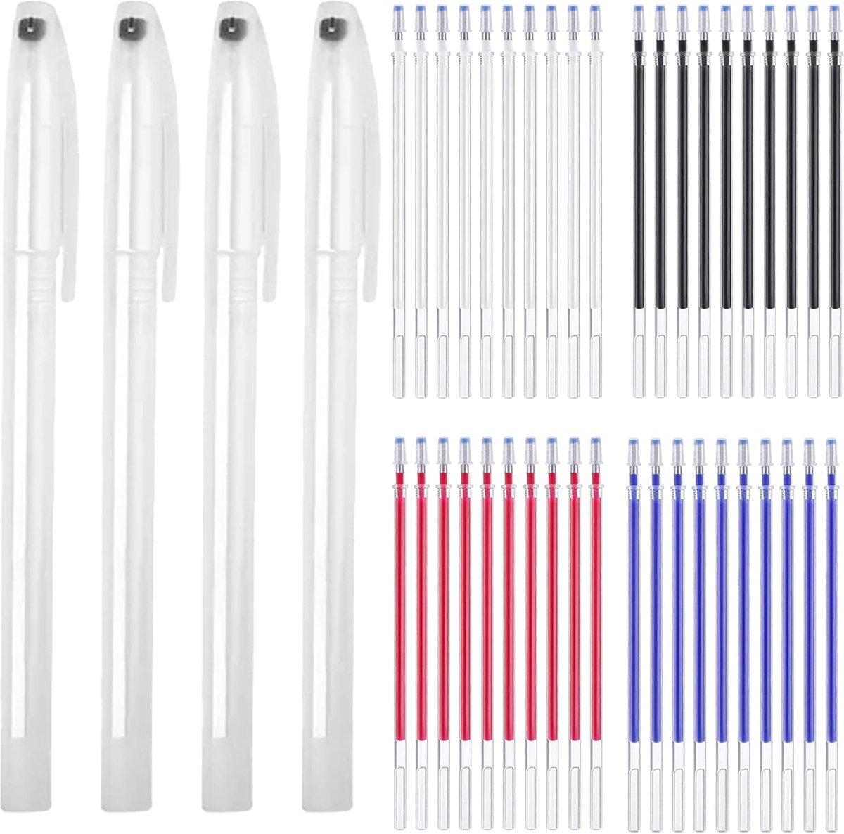 44pcs Heat Erasable Fabric Pens, Fabric Markers, Refills, Fabric Marker Pens, Heat Disappearing Fabric, 4 Colors with - ShopVlot
